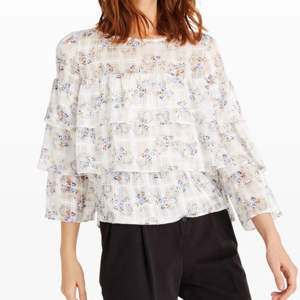 Club Monaco Zamoen Tiered Floral Top Size S